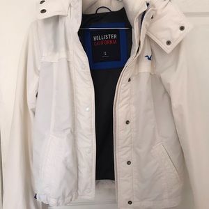 Womens Hollister White Polyester Hooded Jacket S